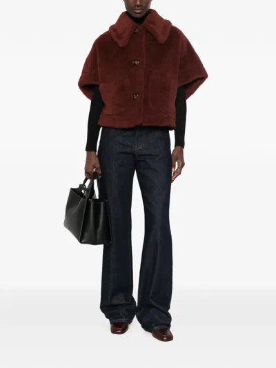 Max Mara New Terzo Buttoned Cape In Brown