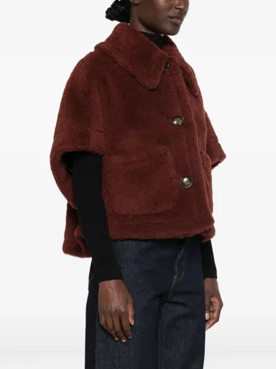 Max Mara New Terzo Buttoned Cape In Brown