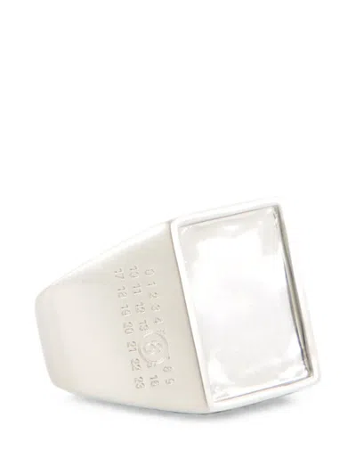 Mm6 Maison Margiela Silver Numeric Brass Ring In White