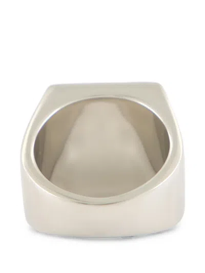 Mm6 Maison Margiela Silver Numeric Brass Ring In White