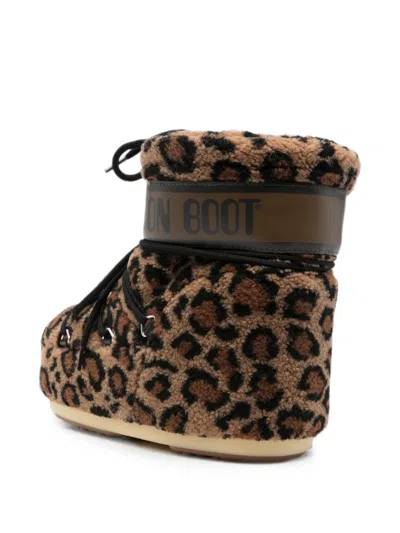 Moon Boot Icon Low Animal Print Leopard Ankle Boot  In Animal Print