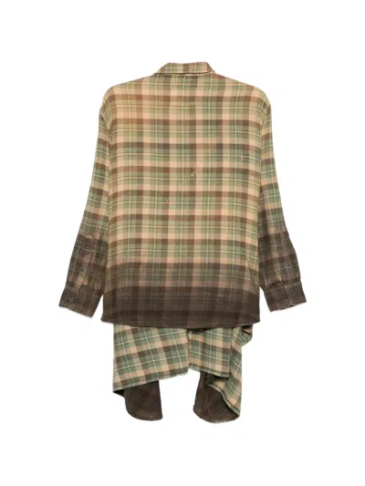R13 Check-print Distressed-effect Shirt In Multi