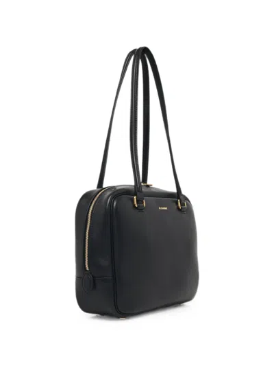 Jil Sander Medium Vision Leather Shoulder Bag In Black