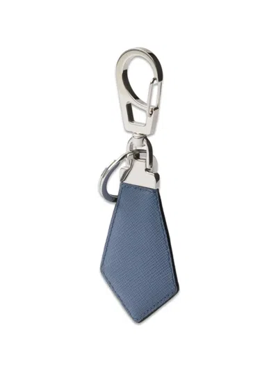 Prada Saffiano Leather Keychain In Blue