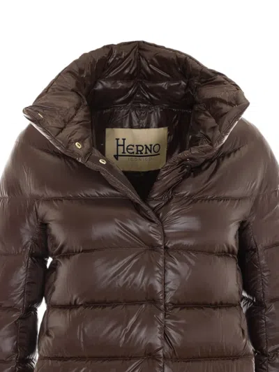 Herno Dora Quilted Coat In Brown