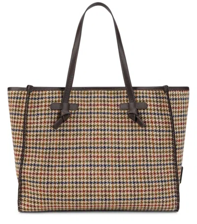 Gianni Chiarini Large Marcella Houndstooth-pattern Shoulder Bag In Brown