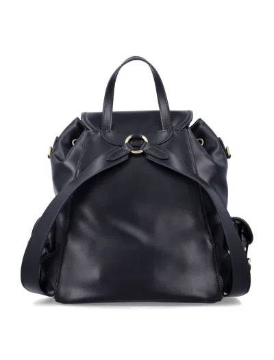 Miu Miu Miumiu Leather Backpack With Pockets In Black