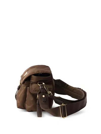 Prada Explore Medium Re-nylon Shoulder Bag With Flap In Brown