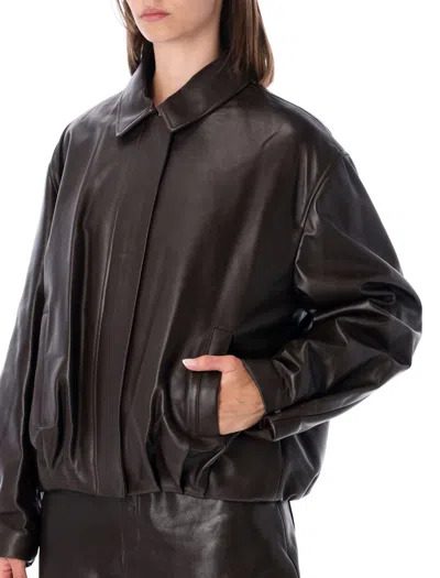 Arma Melis Lambskin Leather Bomber Jacket In Brown