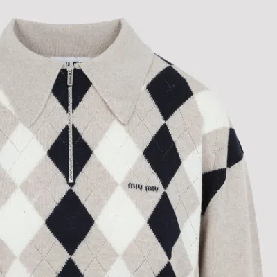 Miu Miu Collared Sweater Long Sleeves Regular Fit In Multi