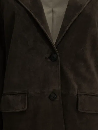Semper Padded Suede Jacket In Brown