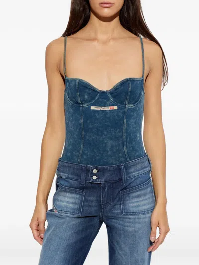 Diesel Mini Effect Adjustable Bodysuit In Blue