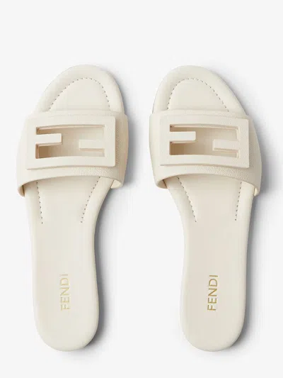 Fendi Wide-band Slide Sandals With Ff Baguette Motif In Multi