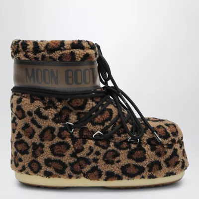 Moon Boot Icon Low Animal Print Leopard Ankle Boot  In Brown