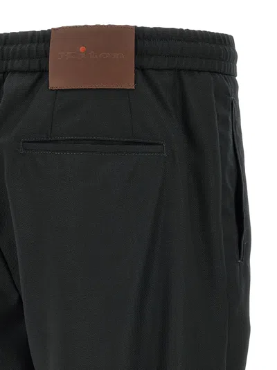 Kiton Red Button Pants In Black