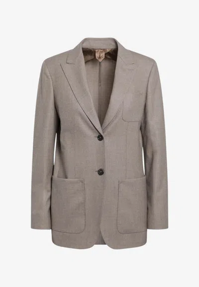 Max Mara Single Breasted Jacket Notch Lapel Pockets In Gray