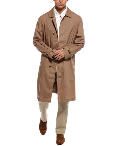 Brunello Cucinelli Solid Trench Coat In Brown
