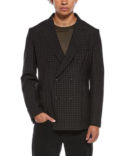 Brioni Wool & Silk-blend Check Pattern Blazer In Grey