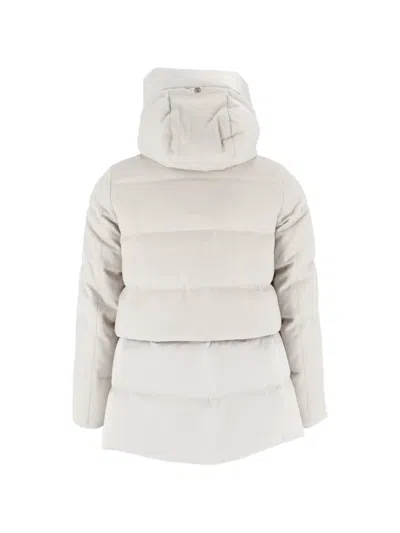Duno Padded Quilted Jacket With High Collar And Hood In Red