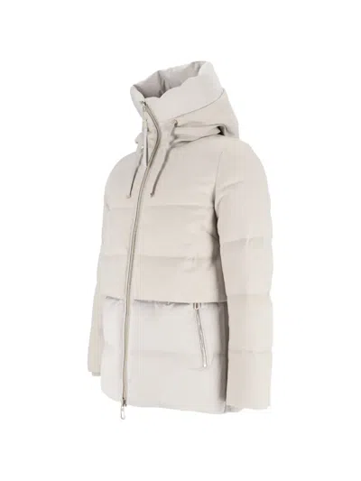 Duno Padded Quilted Jacket With High Collar And Hood In Red