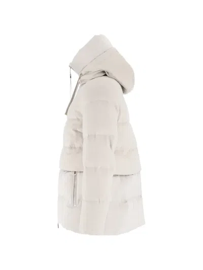 Duno Padded Quilted Jacket With High Collar And Hood In Red