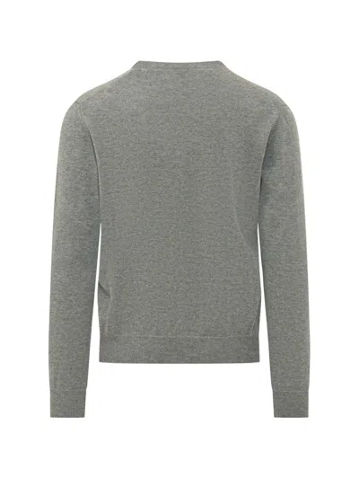 Malo Basic V-neck Knit Sweater In Gray