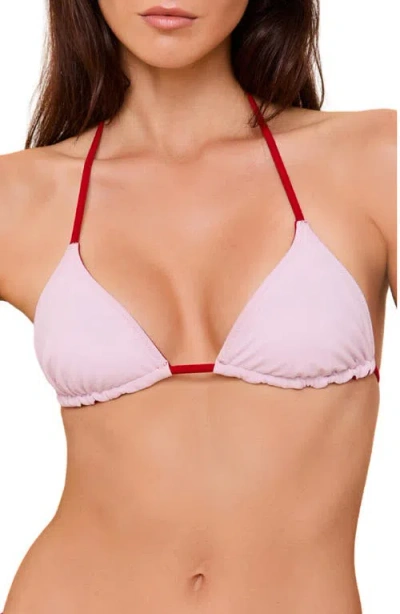Solid & Striped The Iris Reversible Halter Triangle Bikini Top In Red