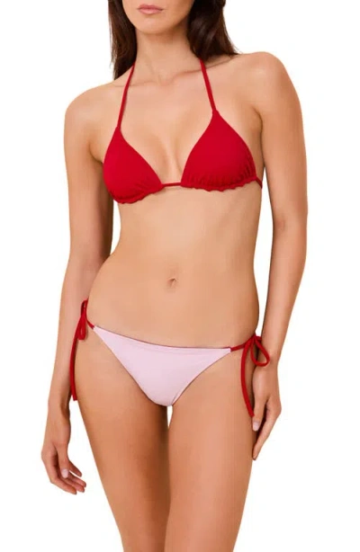 Solid & Striped The Iris Reversible Halter Triangle Bikini Top In Red