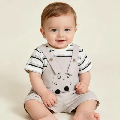 Banblu Striped T-shirt And Playsuit Set In Neutral
