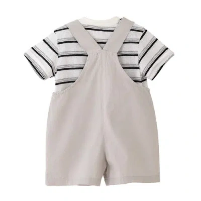 Banblu Striped T-shirt And Playsuit Set In Neutral