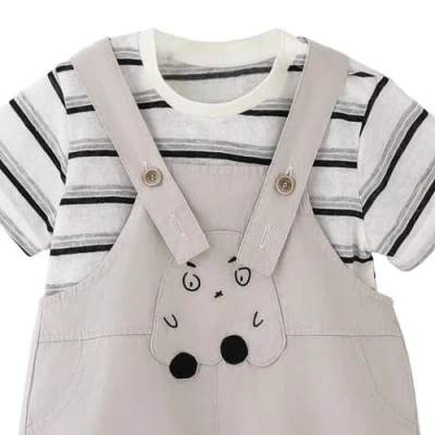Banblu Striped T-shirt And Playsuit Set In Neutral