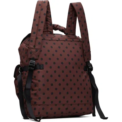 Ganni Brown Re-tech Printed Nylon Backpack In Brown