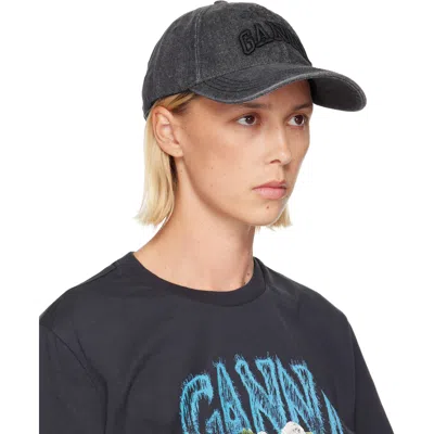 Ganni Embroidered Visor Cap With Adjustable Back In Pink