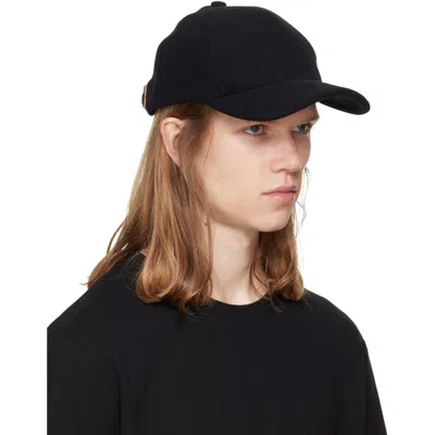 Balmain Black Wool Cap In Red