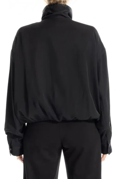 Max Studio Bubble Hem Bomber Jacket In Black