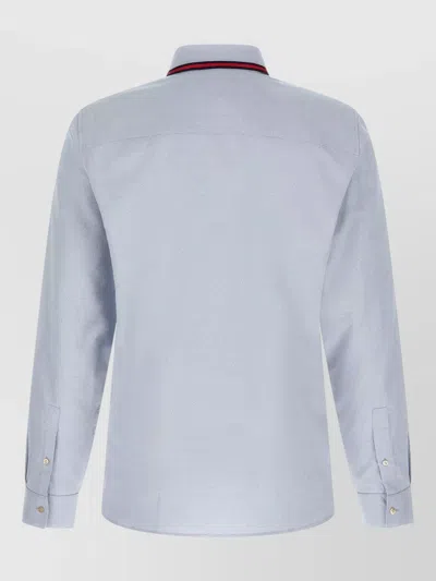 Gucci Oxford Shirt Web Collar Long Sleeves In Blue
