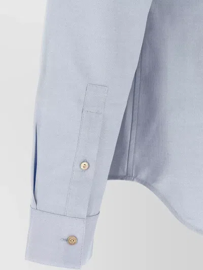 Gucci Oxford Shirt Web Collar Long Sleeves In Blue