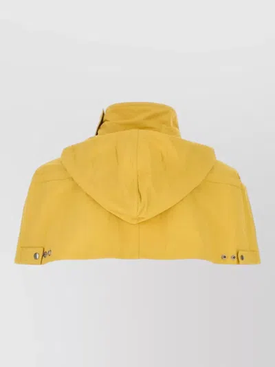 Prada Nylon Cape Adjustable Cuffs Drawstring Hood In Orange