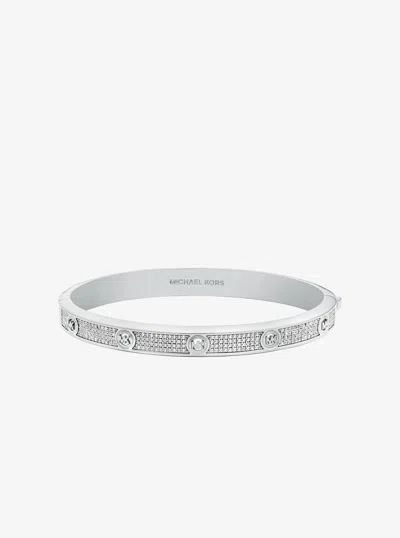 Michael Kors Pavé Logo Stud Bangle In Metallic