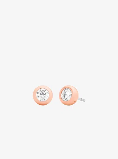 Michael Kors Round Stone Stud Earrings In White