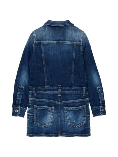 Dsquared2 디스트레스드 이펙트 데님 드레스 In Blue