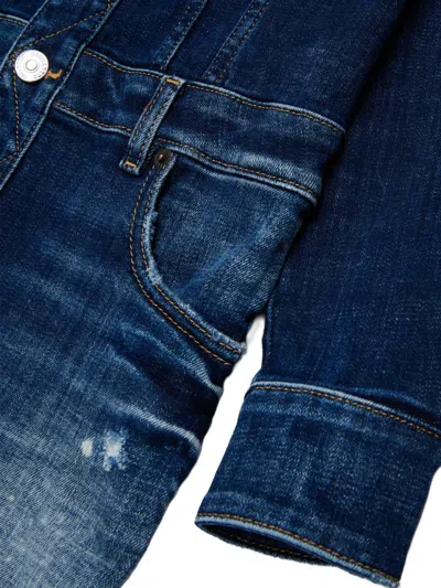Dsquared2 디스트레스드 이펙트 데님 드레스 In Blue
