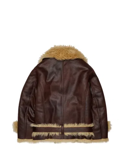 Dsquared2 페이크 시어링 트리밍 벨트 봄버 재킷 In Brown