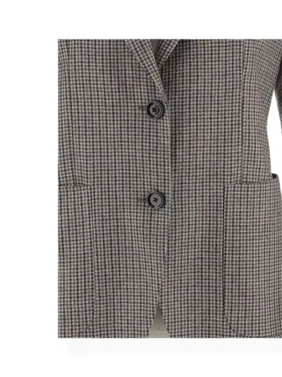 Lardini Houndstooth Tailored Notched Lapel Jacket In Gray