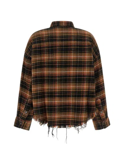 R13 Brown Cotton Pattern Shirt In Multi