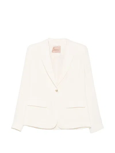 Twinset Single-breasted Blazer With Heart Pattern In White