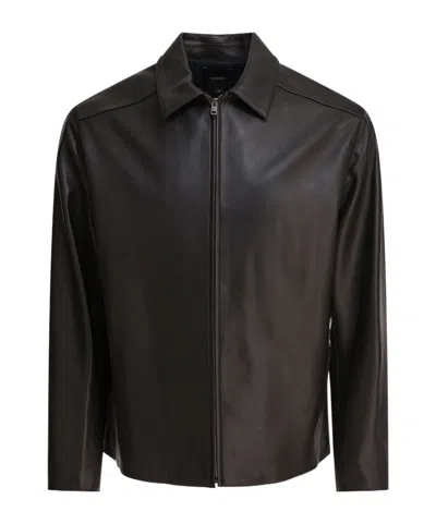 Vince Collared Long Sleeves Smooth Finish Jackets In Black