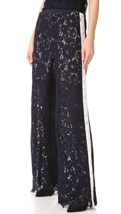 Shop Goen J Goen.j Lace Pants In Dark Navy