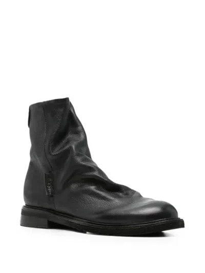 As98 Ruched Leather Ankle Boots In Black