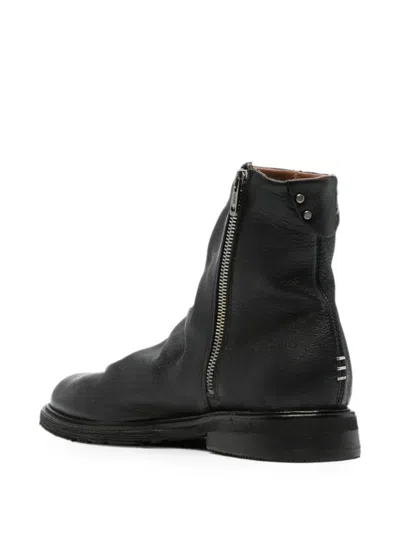 As98 Ruched Leather Ankle Boots In Black